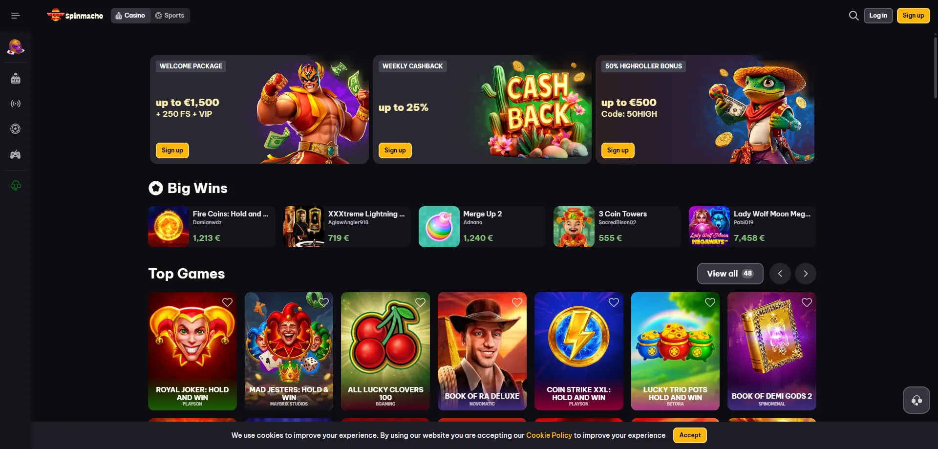 spinmacho1 SpinMacho Casino panoramica homepage – casinò online Italia 2025