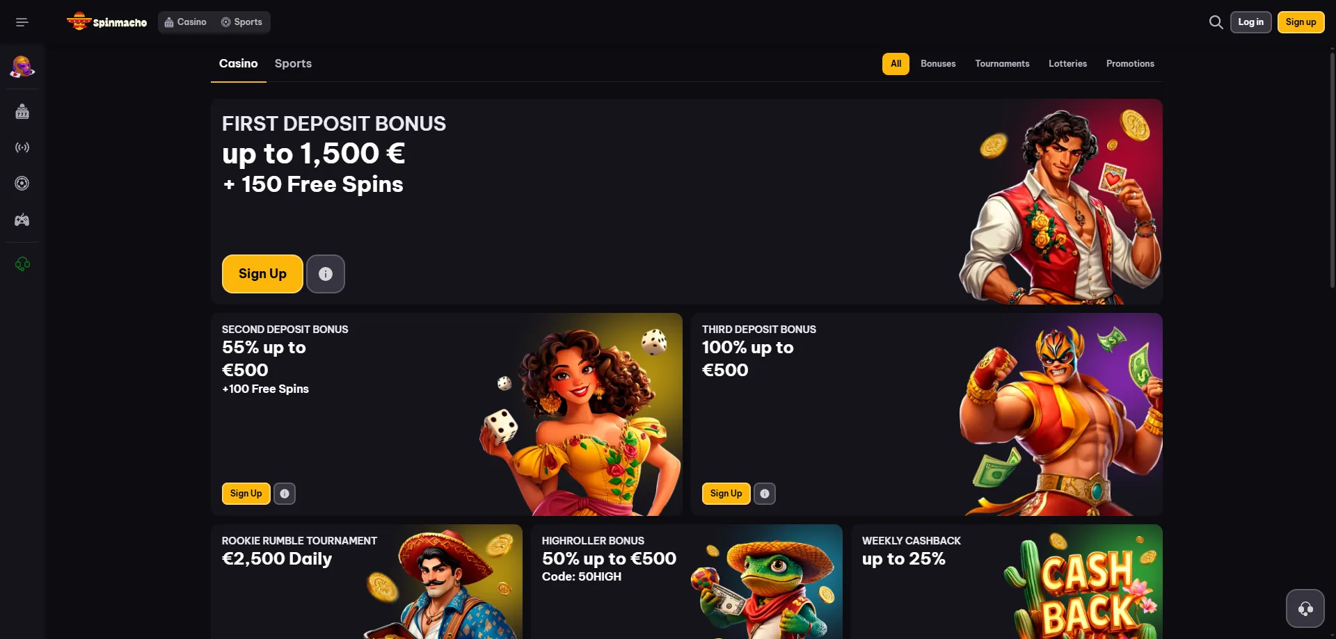 spinmacho-porom SpinMacho Casino bonus benvenuto fino a €1.500 e 250 giri gratis